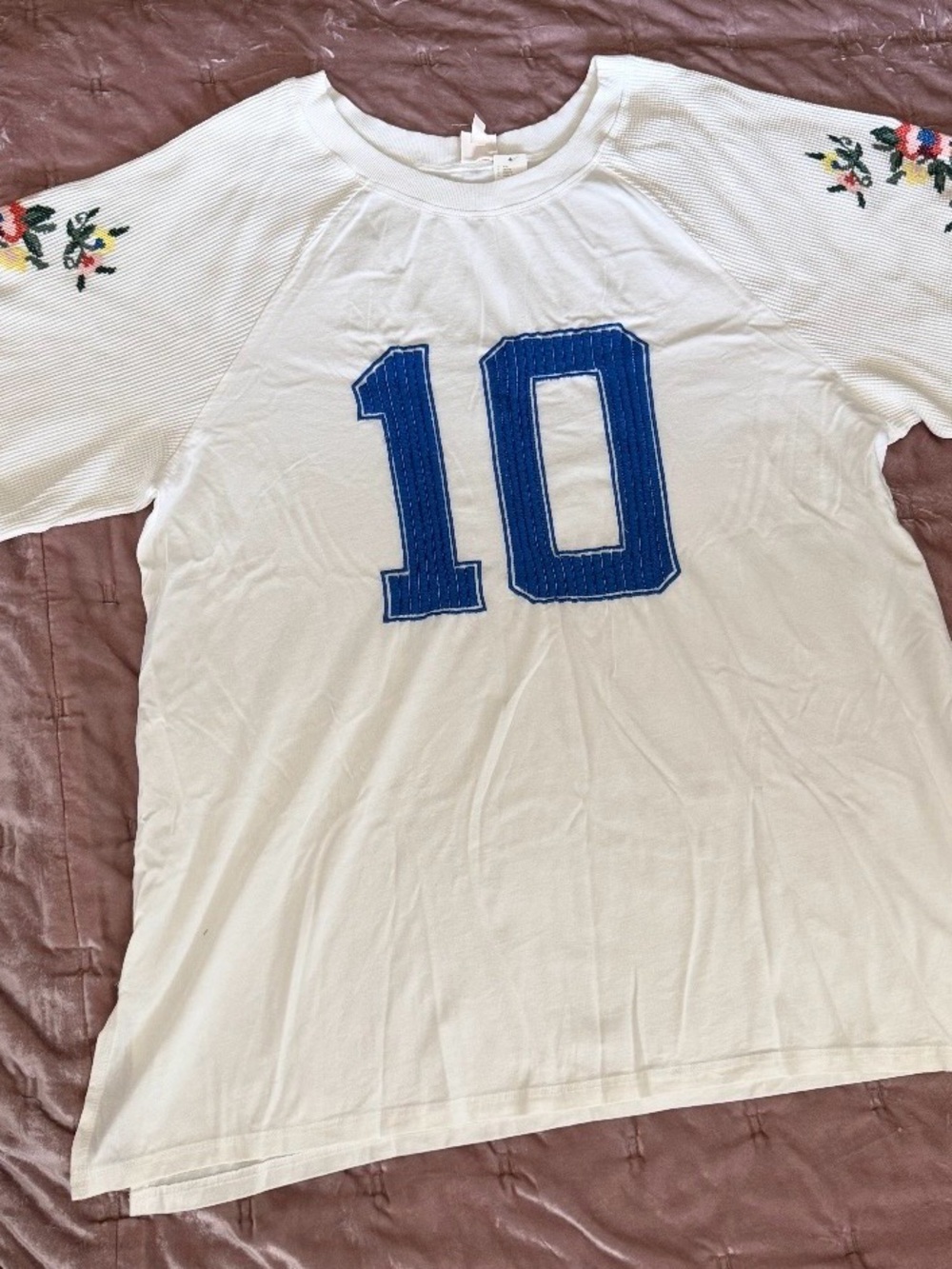 Anthropologie LyreBird Oversized Embroidered Sporty Tee XL - Picture 2 of 7